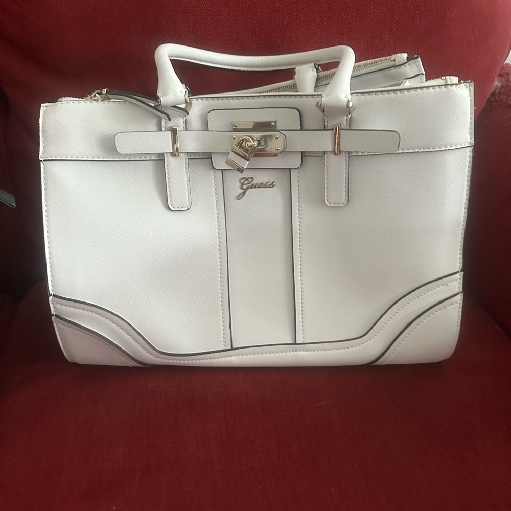Guess White Satchel Bag